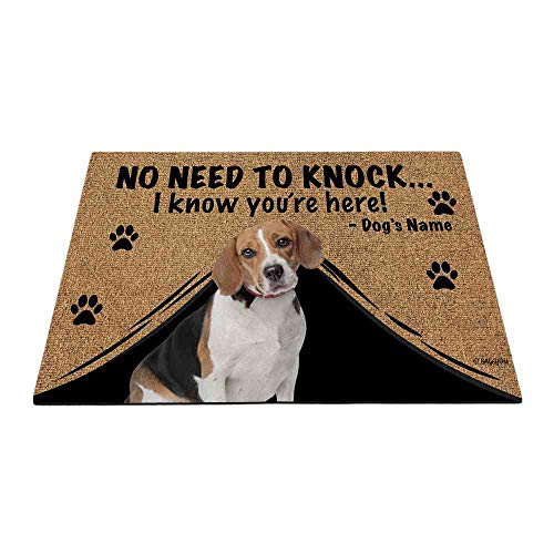 Bageyou - Felpudo personalizado con nombre de perro con My Love Dog Beagle Welcome Floor Mat No Need to Knock I Know You're Here 69,8 x 45 cm