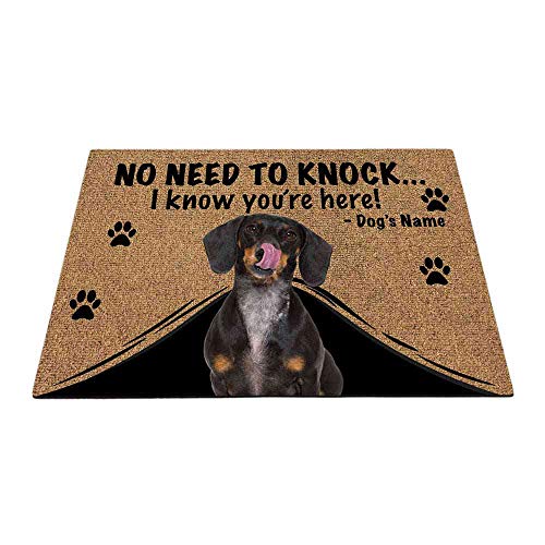 BAGEYOU Felpudo personalizado con texto en inglés "My Love Dog" Dachshund Welcome Floor Mat Not Need to Knock I Know You're Here 23.6" x 15.7"