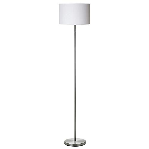 Bakaji Lámpara de pie de luz bombilla E27 máx. 60 W base redonda de metal cromado pantalla de tela diseño moderno encendido con pedal altura 160 cm (blanco) Bakaji Lámpara de pie de luz bombilla E27 máx. 60 W base redonda de metal cromado pantalla de tela diseño moderno encendido con pedal altura 160 cm (blanco)