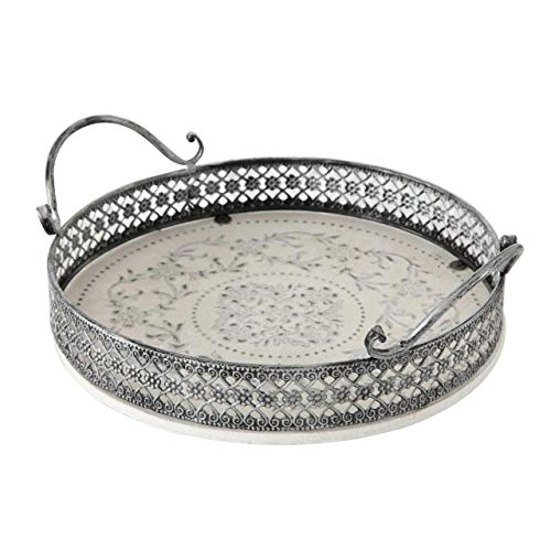 Bandeja de madera chic blanco modelo vintage Shabby Diametro 28 cm Bandeja de madera chic blanco modelo vintage Shabby Diametro 28 cm