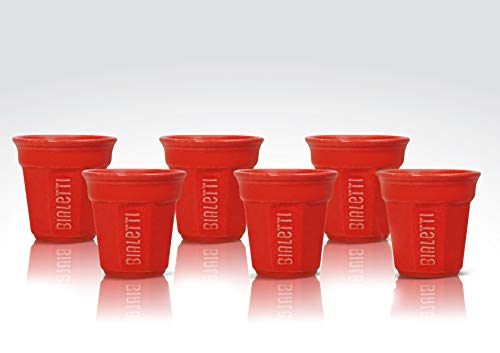 Bialetti y0tz503 Set 6 Piezas Bicchierini, cerámica, Rojo, 2,35 x 1,4 x 7 cm