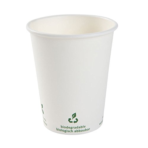 BIOZOYG Vaso de café Cartón I Vajilla compostable y Biodegradable I Vaso de Bebida Vaso Hecho de cartón I desechable Vaso de café Blanco con impresión Icone 50 Piezas 300 ml 12 oz