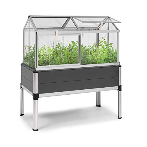 blumfeldt Novagrow Advanced - Invernadero, Protección contra plagas, Estructura alumino, Arriate PVC, Techo policarbonato, Paneles inclinables, Volumen 166 L, Superficie 113,5 x 67 x 60,5 cm, Gris blumfeldt Novagrow Advanced - Invernadero, Protección contra plagas, Estructura alumino, Arriate PVC, Techo policarbonato, Paneles inclinables, Volumen 166 L, Superficie 113,5 x 67 x 60,5 cm, Gris