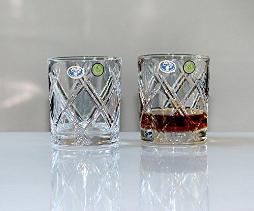 Bohemia 6 vasos de whisky de cristal de plomo, 320 ml, decoración hecha a mano