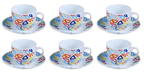 Borella Casalinghi Letizia Juego Tazas Café con Platos, Porcelana, Multicolor, 12 Unidad