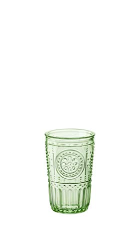 Bormioli Rocco 090802 Romantic - Juego de 4 vasos de cristal, color verde, 34 cl