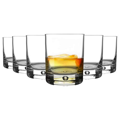 Bormioli Rocco 12 Pieza Barglass Whisky Vasos Set - Clásico contemporáneo Whisky escocés Vasos - Bubble Base - 280ml
