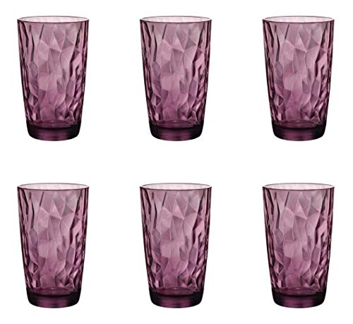 Bormioli Rocco Diamond Rock Purple Long drink vidrio 470ml, rojo púrpura, 6 vidrio