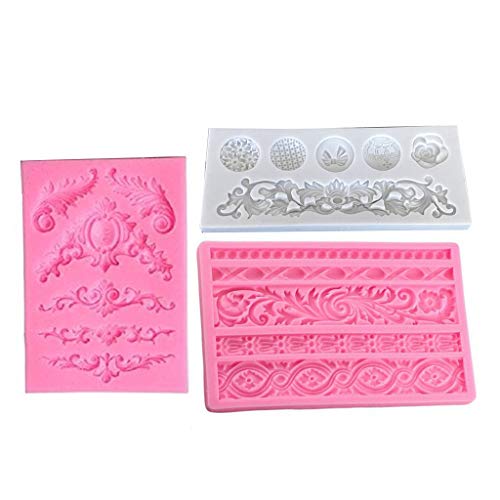 CADANIA Moldes de Silicona para Pasteles, 3 Piezas, moldes de Encaje con Borde de Desplazamiento Barroco, moldes de Silicona para Hornear Pasteles DIY CADANIA Moldes de Silicona para Pasteles, 3 Piezas, moldes de Encaje con Borde de Desplazamiento Barroco, moldes de Silicona para Hornear Pasteles DIY