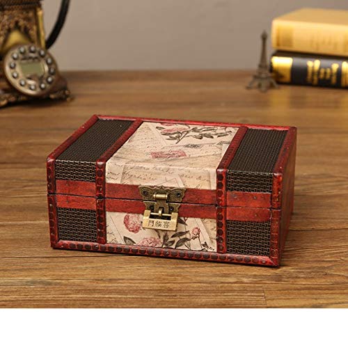 Caja De Almacenamiento Cofre del Tesoro Retro con Cerradura Vintage De Madera, Organizador De Joyas De Estilo Antiguo, para Armario Caja De Joyas Caja De Baratijas A Caja De Almacenamiento Cofre del Tesoro Retro con Cerradura Vintage De Madera, Organizador De Joyas De Estilo Antiguo, para Armario Caja De Joyas Caja De Baratijas A