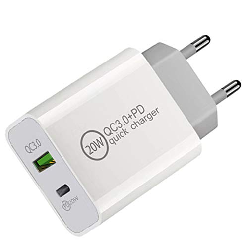 Cargador rápido PD USB C de 20 W, QC3.0, adaptador de corriente para iPhone 12/11/Mini/Pro/Max SE, iPad Pro, AirPods ProType-c USB 2 puertos 2 en 1 Fast Charger Power Delivery (2 puertos) Cargador rápido PD USB C de 20 W, QC3.0, adaptador de corriente para iPhone 12/11/Mini/Pro/Max SE, iPad Pro, AirPods ProType-c USB 2 puertos 2 en 1 Fast Charger Power Delivery (2 puertos)