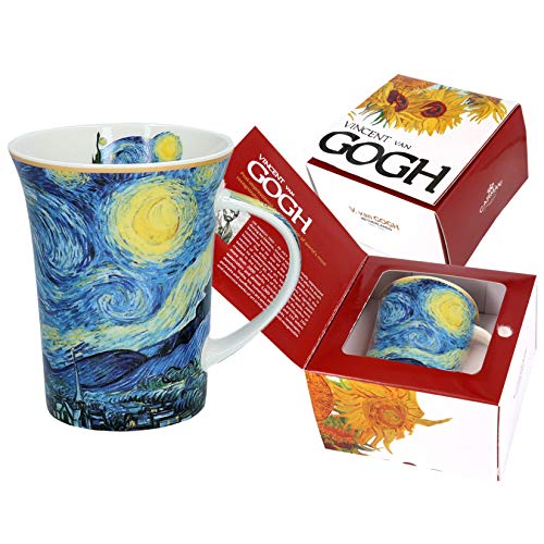 Carmani - Taza de porcelana decorado con 'Amapolas rojas y margaritas' de Vincent Van Gogh 350ml