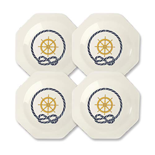 CARTAFFINI SRL - Plato hondo Timón octogonal de melamina, 22 x 22 cm - Juego de 4 piezas - Color: blanco marfil