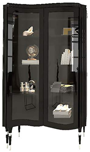 Casa Padrino Vitrina Art Déco de Lujo Negro/Plata - Vitrina de Madera Maciza Hecha a Mano con 2 Puertas de Vidrio - Muebles de Salón Art Déco Casa Padrino Vitrina Art Déco de Lujo Negro/Plata - Vitrina de Madera Maciza Hecha a Mano con 2 Puertas de Vidrio - Muebles de Salón Art Déco