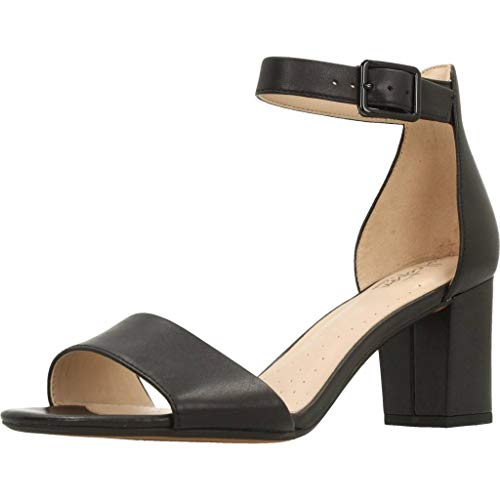 Clarks Deva Mae, Zapatos con Tacon y Correa de Tobillo Mujer, Negro (Black Leather-), 40 EU Clarks Deva Mae, Zapatos con Tacon y Correa de Tobillo Mujer, Negro (Black Leather-), 40 EU