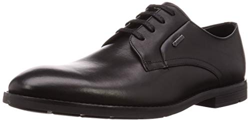 Clarks Ronnie Walk GTX, Zapatos de Cordones Derby Hombre, Piel Negra, 44.5 EU