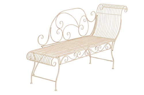 CLP Tumbona de Jardin Karma en Estilo Rústico I Banco en Diseño Chaiselongue I Tumbona de Jardín Exterior I Banco de Exterior de Hierro I Color:, Color:Crema Envejecido CLP Tumbona de Jardin Karma en Estilo Rústico I Banco en Diseño Chaiselongue I Tumbona de Jardín Exterior I Banco de Exterior de Hierro I Color:, Color:Crema Envejecido
