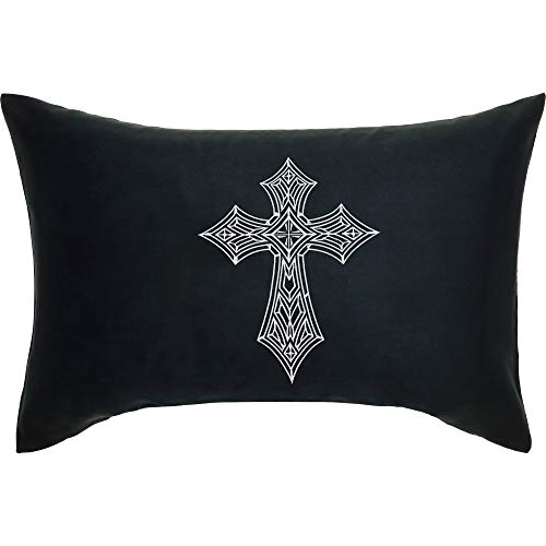 Cojín con funda y diseño de cruz celta nórdica, 40 x 60 cm, diseño de bandera de Alemania cristiana Celtic Cross gótica, cojín decorativo con relleno, color negro Cojín con funda y diseño de cruz celta nórdica, 40 x 60 cm, diseño de bandera de Alemania cristiana Celtic Cross gótica, cojín decorativo con relleno, color negro