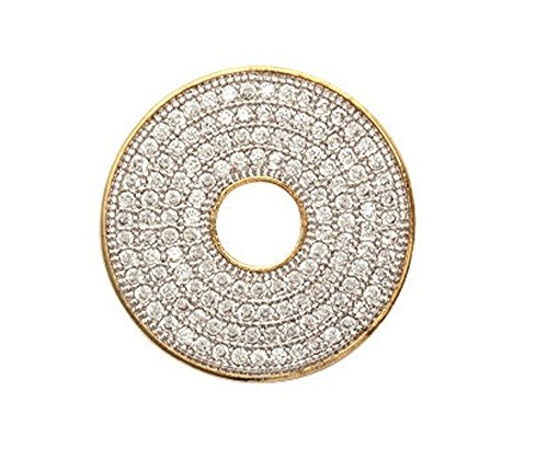 Colgante con chapado en oro y óxido de circonio-redonda apilable polietileno, diseño con brillantes, color blanco,-joyas para hombre o mujer, mixto Colgante con chapado en oro y óxido de circonio-redonda apilable polietileno, diseño con brillantes, color blanco,-joyas para hombre o mujer, mixto