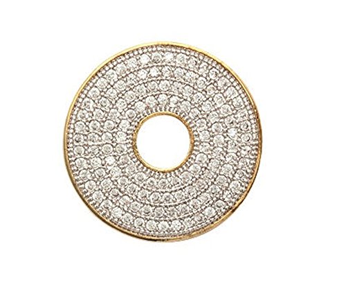 Colgante con chapado en oro y óxido de circonio-redonda apilable polietileno, diseño con brillantes, color blanco,-joyas para hombre o mujer, mixto