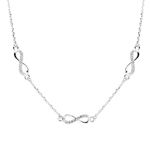 Collar de plata de ley 925 con cristales de Swarovski – Inifinity – Triple infinito – Cadena con colgante para mujer – Bonita joya para mujer con caja de regalo