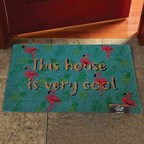COMERCIAL CANDELA FELPUDOS Y ALFOMBRAS Felpudo para Puerta de Casa de Fibra de Coco Estampado de 15 mm Antideslizante, Diseño This House is Very Cool 40x60 COMERCIAL CANDELA FELPUDOS Y ALFOMBRAS Felpudo para Puerta de Casa de Fibra de Coco Estampado de 15 mm Antideslizante, Diseño This House is Very Cool 40x60