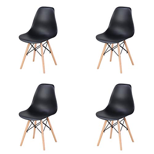Conjunto de 4/6 sillas de plástico con patas de madera de diseño elegante y minimalista, aptas para comedor, dormitorio u oficina, de 82 x 46 x 53,5 cm Conjunto de 4/6 sillas de plástico con patas de madera de diseño elegante y minimalista, aptas para comedor, dormitorio u oficina, de 82 x 46 x 53,5 cm