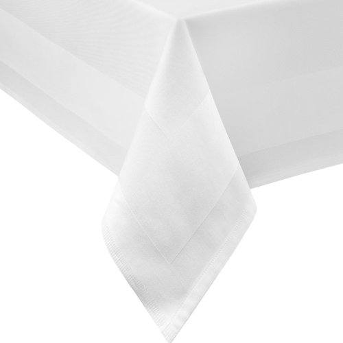 DecoHomeTextil - Mantel cuadrado, 140 x 240 cm, bordes satinados, 100% algodón, mantelería para mesa, color blanco