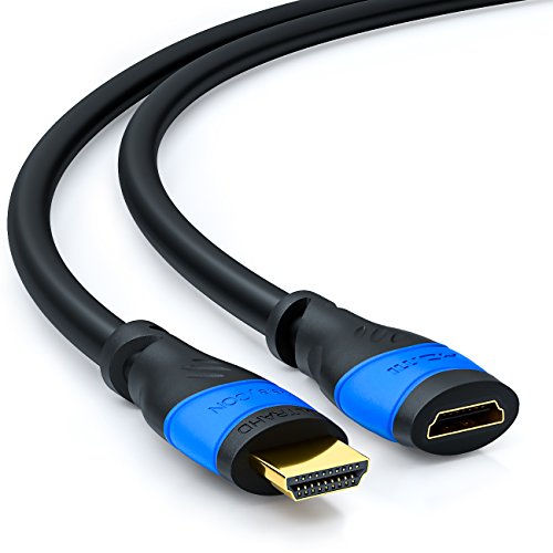 deleyCON 1m Cable de Extensión HDMI - Compatible con HDMI 2.0a/b/1.4a - UHD 4K HDR 3D 1080p 2160p ARC - Negro