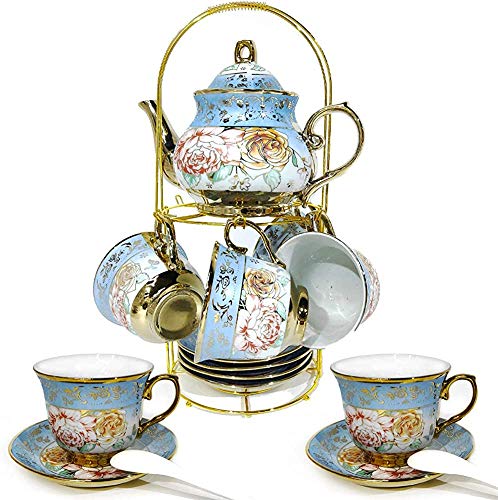 Deluxe set 20 sets de juegos de té conjuntos de té de cerámica de juegos de té vintage europeos,Blue