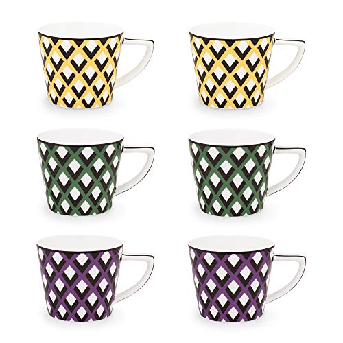 Designed For Living Tree of Life - Juego de 6 tazas de porcelana con adornos geométricos, diseño atemporal, regalo original y elegante, 15 cl Designed For Living Tree of Life - Juego de 6 tazas de porcelana con adornos geométricos, diseño atemporal, regalo original y elegante, 15 cl