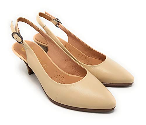 DESIREE Mara 2 Diana Beige,Zapato Stiletto para Mujer de Piel Lisa. Desirre Total Flex, Super Flexible. (Beige, 38)