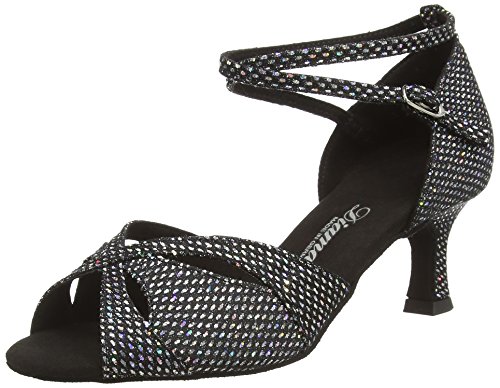 Diamant Diamant Damen Latein Tanzschuhe 141-077-335 - Zapatos de baile - standard & latino para mujer, Negro (Negro/Silber Hologramm), 40