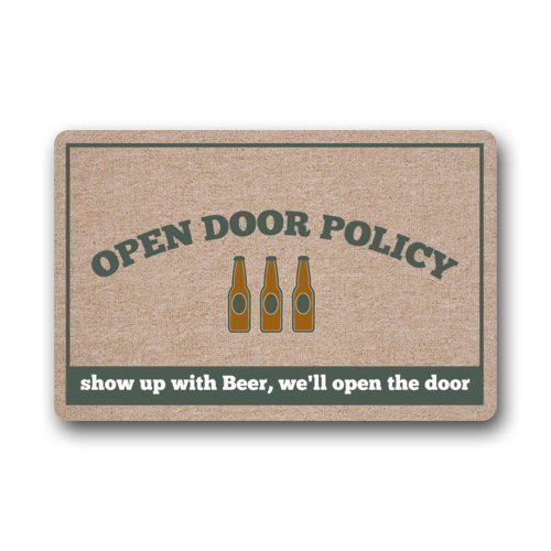 dingjiakemao Custom Open Door Policy Show Up with Beer,We'll Open The Door Indoor/Outdoor Floor Mat Doormat 23.6x15.7 inches/60 x 40cm