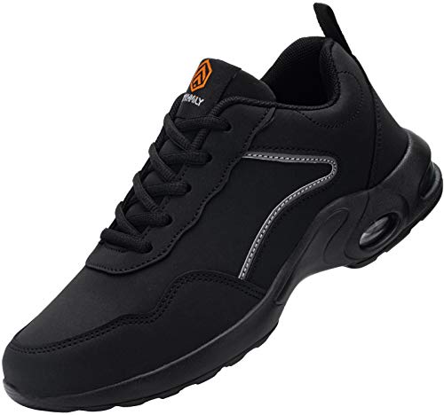 DYKHMILY Zapatillas de Seguridad Mujer Ligero Zapatos de Trabajo con Punta de Acero Comodo Respirable Reflectante Calzado de Seguridad(Negro,42EU
