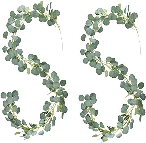 E-Bestar - Guirnalda de eucalipto artificial, diseño de planta, decoración para boda, hogar, pared