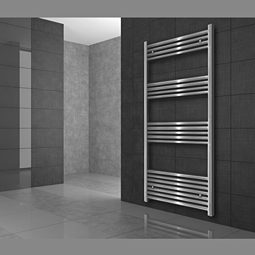 ECD Germany Radiador de baño Eléctrico 500 x 730 mm Cromado Curvo con Conexión Lateral incl. Varilla Calefactora Cromada de 600W Radiador Calefactor Toallero Secador de Toallas