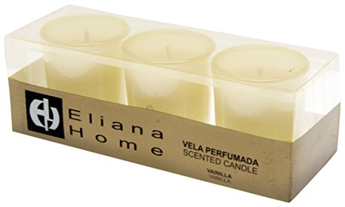 Eliana Home Estuche 3 Vasos Cera aromática Vainilla, 4.30x10.50x5.20 cm, 3 Unidades