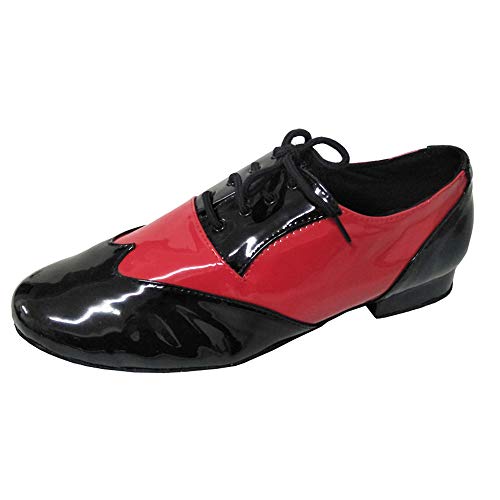 Elisha Dance Zapatos de salón de baile para hombre Salsa Latin Tango Rock's N Roll's Socials Noche Fiesta Bailar Zapato para Hombre, rojo (Negro y rojo), 45 EU