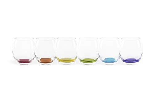 Excelsa Granada - Juego de 6 vasos de 400 ml, cristal, transparente con fondo de color