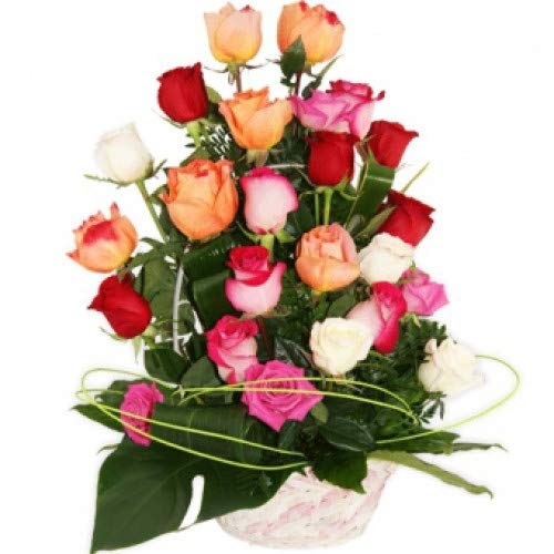Florclick - Cesta 25 Rosas Variadas- Ramo de flores naturales en 24 horas y envío GRATIS