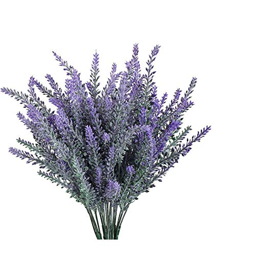 Flores artificiales de lavanda - Gkongu - 4 manojos de flores artificiales de lavanda, ideal para decoración del hogar, jardín, fiestas, bodas, muestras