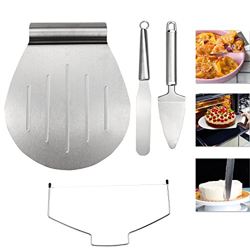 Gifort 4 en 1 Espátula para tarta Set,on paleta y cortador para tartas, y paleta triangular de acero inoxidable - Lira para tartas,Set de espatulas para reposteria. Gifort 4 en 1 Espátula para tarta Set,on paleta y cortador para tartas, y paleta triangular de acero inoxidable - Lira para tartas,Set de espatulas para reposteria.