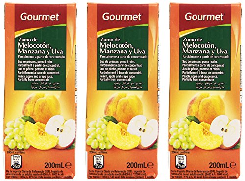 Gourmet - Zumo de melocotón, manzana y uva - 3 x 200 ml