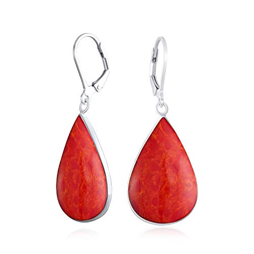 Grande creado naranja rojo color rojo pera en forma de lágrima colgante palancaback pendientes para las mujeres adolescentes 925 plata de ley