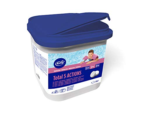 Gre 76036 - Pastillas Multiacción para el tratamiento completo de la piscina, 5 acciones, 5kg
