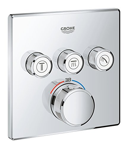 Grohe Grohtherm SmartControl - Termostato cuadrado para ducha o baño con instalación empotrada y tres válvulas, Cromo (Ref. 29126000)