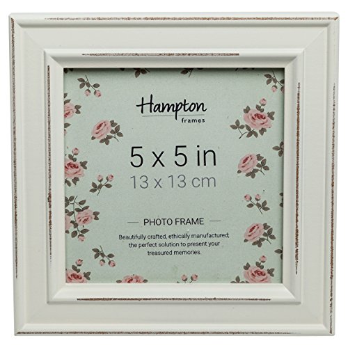 Hampton Frames - Marco de Fotos, Madera, Blanco, 5x5 (13x13cm)