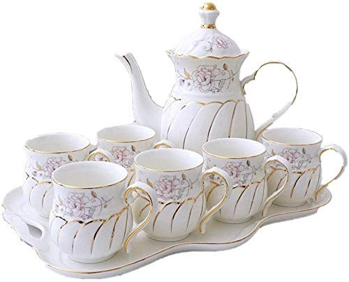Hermoso Conjunto de tazas de té de lujo, juego de té de kungfu portátil, ribete de oro simple y servicio de té de porcelana con 6 piezas tazas y bandeja 8 piezas té de noche, taza de té, tazas de té r