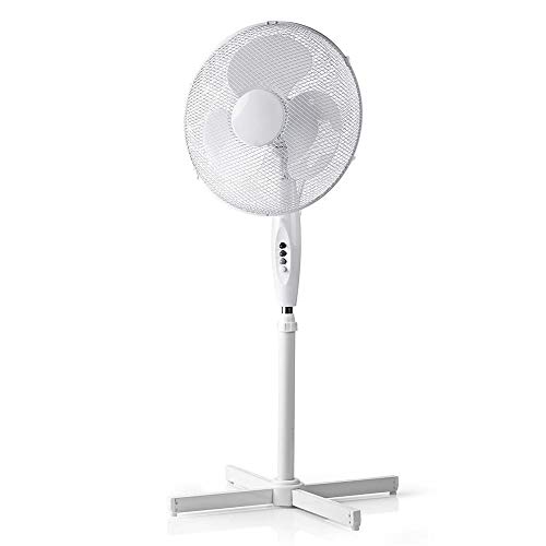 hibuy Ventilador de pie hbs6040 – Blanco – Diámetro 40 cm, 100 – 120 cm – oscilante, ángulo de inclinación ajustable – 3 velocidades